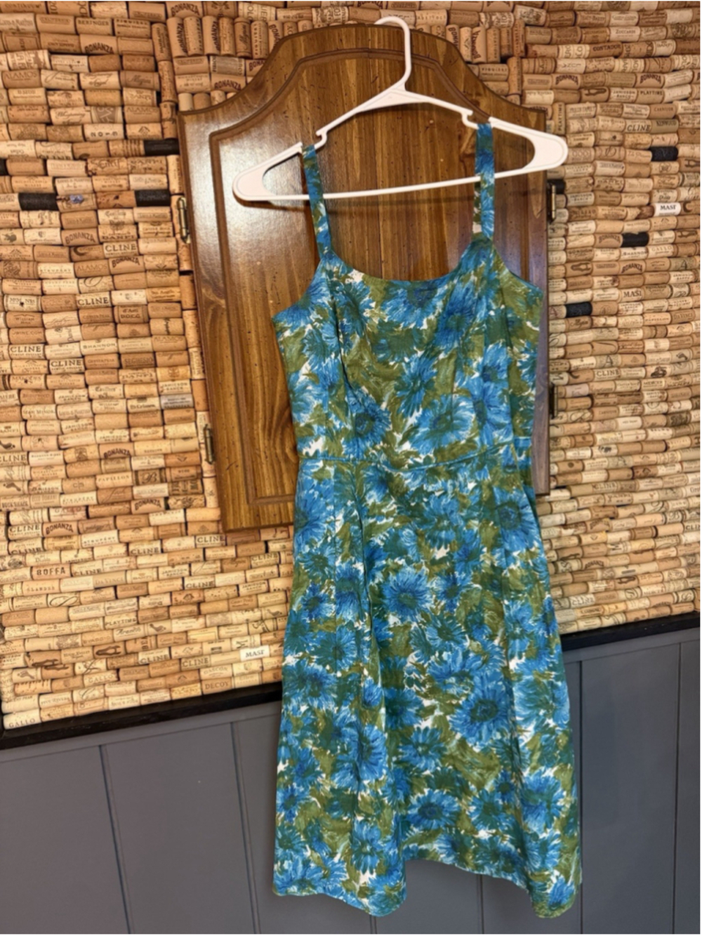 VTG Talbots Dress Size 6 Petite Green And Blue Floral Fit and Flare NWT Cottage - Picture 2 of 8